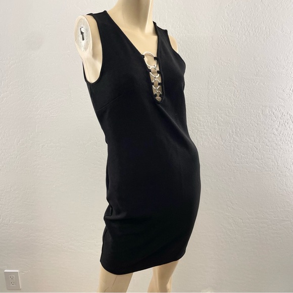 Hausof Pixie- black body con mini with silver ring chain- vintage 60s vibe- L - Picture 8 of 14